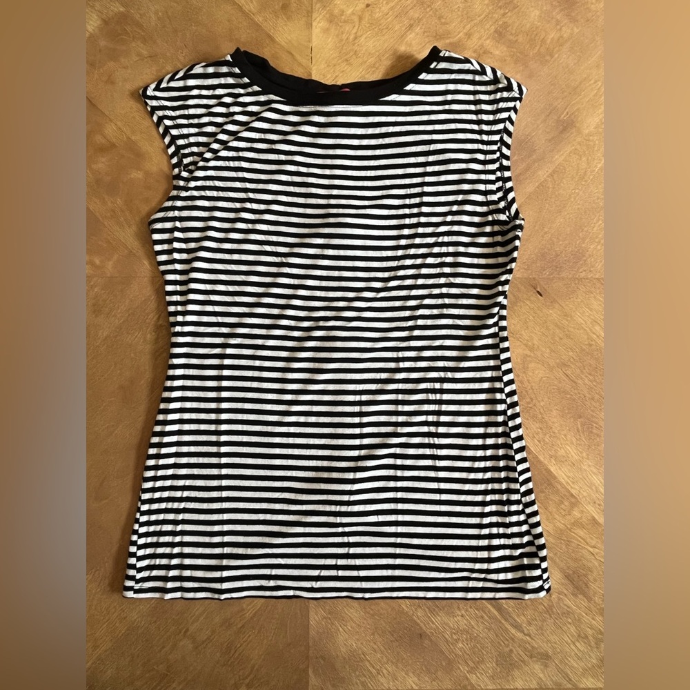Catherines Black & White Striped Muscle Tee | Size S